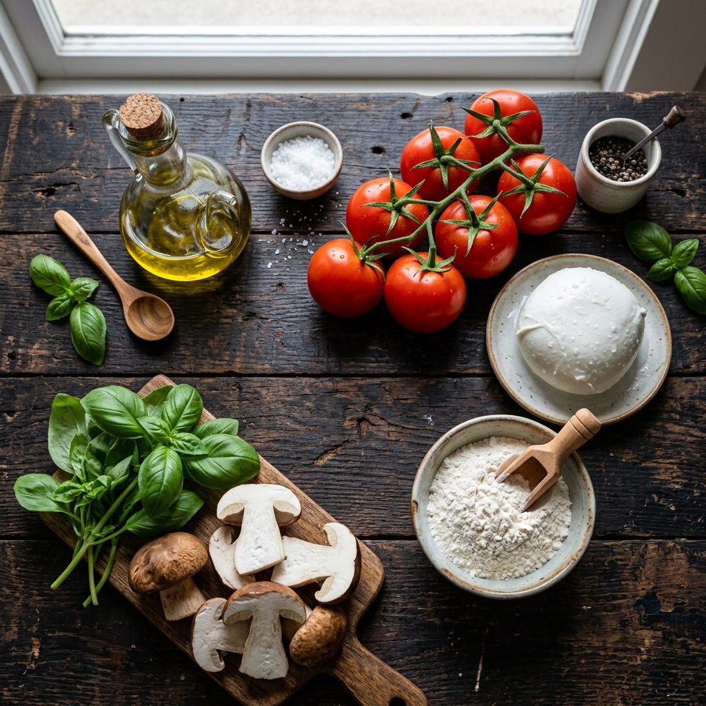 Ingredienti freschi della pizza